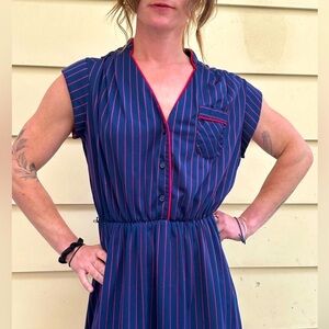 Vintage Navy & Red Stripe Dress​